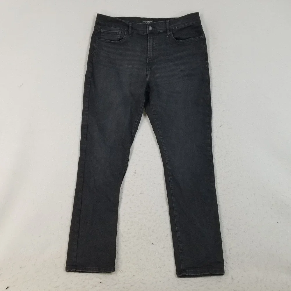 Lucky Brand Jeans Mens‎ 38x34 Black 410 Athletic Straight Stretch Denim Pants